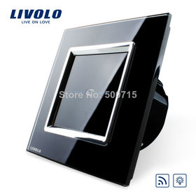 Livolo EU Standard,VL-C701DR-SR2,Black Crystal Glass Panel, AC 110~250V Wall Light Remote Dimmer Electrial Switch+LED Indicator