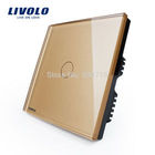 Free shipping, LIVOLO, Golden Glass Panel,VL-C301-63 ,110~250V 1-gang,only for UK standard, Light Switch with LED indicator