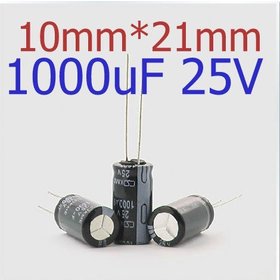 200PCS 1000uF/25V 1000uF 25V Elektrolytkondensatoren Freie shiping 10mm * 21mm