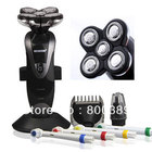 Hot Selling 4 In 1 Washable Rechargeable Shaver With Five / 5 Heads Blades Hair Clipper Trimmer With Toothbrush Free Shipping