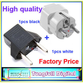 High quality 2pc White+Black Universal AU US UK to EU Style AC Power Plug Travel Home Converter Adapter,Factory Price