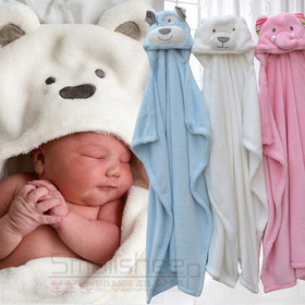 cute Animal shape hooded bathrobe bath towel fleece receiving blanket neonatal hold to be Children kids infant bathing