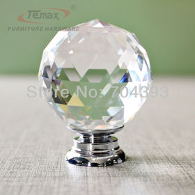 30mm Round Kitchen Cabinet Knobs And Handles Dresser Draw Pulls Crystal Glass Kids Bedroom