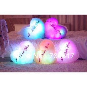 Colorful LED Night Flash Light Heart Plush Valentine's Day Gift For Girls Girlfriend Gift Kids Toys Gifts With Musical Plug