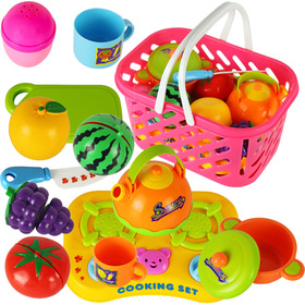 Free shipping Lovely Cute Children Kitchen Toys, cooking toys Kids Fruit In Basket Set Drop Shipping