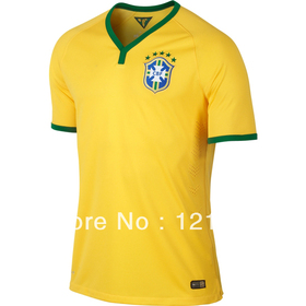 New Brazil 2014 World Cup Nation Home Yellow Soccer Jersey, Free Shipping 13 14 Brasil Neymar JR Football Shirt Top Quality