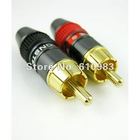 Free shipping (6pieces\lot) GoldPlated HI-FI Cable RCA plug connector red & black ring