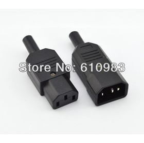 Freeshipping (5sets/lot) 3Pin AC Power Plug 250V IEC 320 C14 Power Socket Male Plug + Female Jack Power Adapter