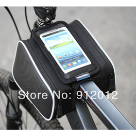 Free shipping 2014 new Bike Bicycle cycling PU Front Tube Bag Phone Case For 4/5 S3/4 