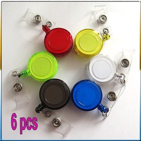 6 Pcs/pack Retractable Ski Pass ID Card Badge Holder Key Chain Reels With Metal Clip[99085]