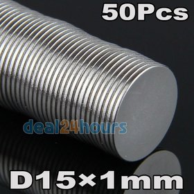 50pcs/lot N35 D 15mm x 1mm Super Strong Round Earth Neodymium Magnets Magnet Craft