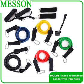 Free Shipping Fitness resistance Band (11 PCS/set) Exercise Elastic Training bands for Yoga Workout (1Set )