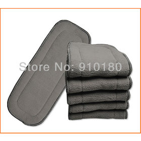 Wholesale Washable and Reuseable 5-Layers Bamboo Charcoal Nappy Insert For Cloth Diaper,20pcs/lot