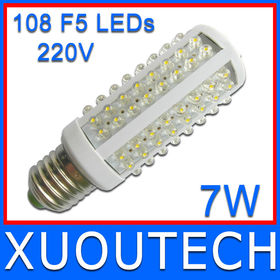 360 degree bright LED Corn Bulb 7W E27 220V Cold White Warm LED lamp with 108 led Spot light FREE SHIPPING