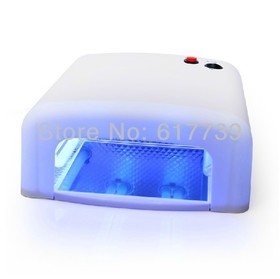 Free shipping. 36W White UV Lamp 220-240V Gel Curing Nail Art (EU Plug) with 4pcs 365nm UV Bulb