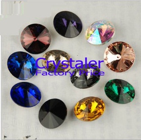 Free Shipping 100pcs/lot MIXD COLOR 8MM 10MM 12MM 14mm 16mm 18mm Chinese Top Quality Round Fancy Stone Crystal Rivoli Beads