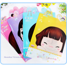 24PCS PVC Cartoon Girls File Folder / Documents File Bag / Stationery Filling Products - School Office Storage File Pouch Holder