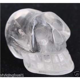 Natural Clear White Crystal Hand Carved Skull,Crystal Healing ,Gemstone(40mm)