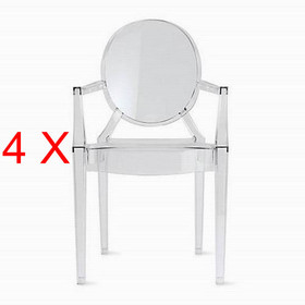 4 X Philippe Starck Style Clear Louis Ghost Armchair