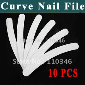 10x Grey Curved Boomerang Professional Double Side Nail Files Buffer Buffing Slim Sandpaper Nail Care Tool Freeshipping