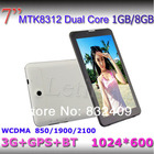 WCDMA 850/1900/2100MHz 3G+Bluetooth+GPS 1G/8G 1.3Ghz 7