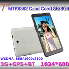 3G Phablet Android WCDMA Bluetooth GPS 1G/8G 7 inch Quad Core 3G Phone Tablet PC Quard Core Tablet 7 3Gs with free download