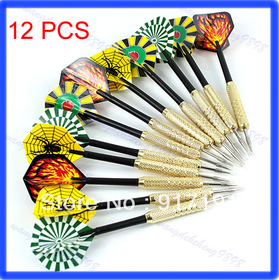 Free Shipping 12Pcs Steel Needle Tip Copper Dart Darts With Nice Flight Flights Throwing Toy