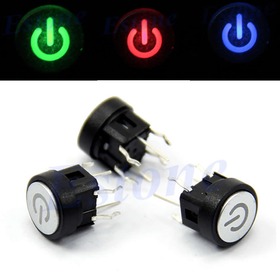 Free Shipping 3colors/lot Led Light Power Symbol Push Button Momentary Latching Computer Case Switch