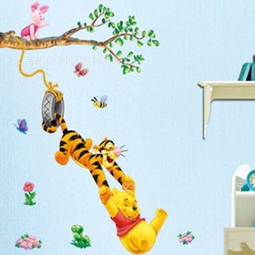 1 Piece Bear and Partner Wall Sticker Children Room Removable Wall Poster X1225