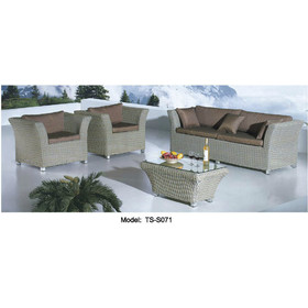 Pouf sofa set New Wicker Rattan Outdoor Furniture Lounge Sofa Setting Chair Sunbrella Fabric