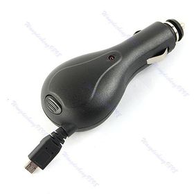 F85 Free Shipping Micro USB Retractable Cable Car Charger for Cell Phones for Samsung i9100 for HTC Black