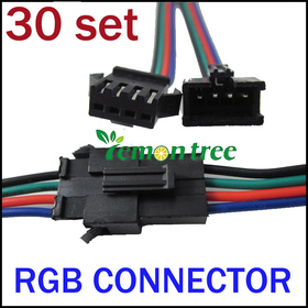 Freeshipping 30 set/lot 4 PIN Male and Female RGB connector Wire Cable For 3528 5050 SMD LED Strip