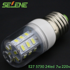 5pc LED light lamps 7w e27 led light 5730 e27 220V-240V Energy Efficient Corn Bulbs led bulb E27 5730 24LEDs Lamp 5730 SMD