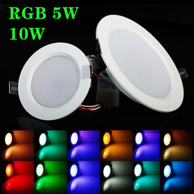 Best RGB 5W/10W LED Ceiling Panel Light AC85-265V 24Color Downlight Bulb Lamp with Remote Control Free shipping