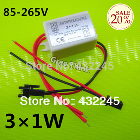 10pcs/lot. 3X1W Led outside driver, 3W led driver ,300ma 0.3a 3W led lamp driver power driver .free shipping.