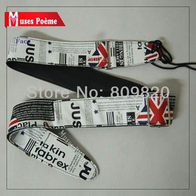 New UK National Flag Newspaper Style Stainless steel buckle Adjustable Leather Acoustic Guitar Strap bass