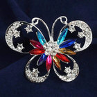 Min. order is $10/Free Shipping Silver color accessories crystal brooch pin fashion colorful butterfly brooches