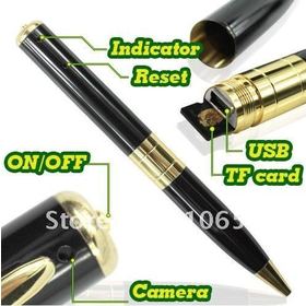 MINI CAMERA Free shipping,Mini Pen Dvr Pen Camera 1280 x 960 High Resolution gold and silver Add 4 GB card