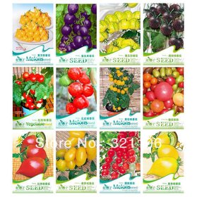 12 KINDS 2400+ TOMATO SEEDS Cherokee Black Red Yellow Green Cherry Peach Pear Tomato Non-GMO Organic Food