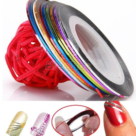 10 Color /bag 20m Nail Art UV Gel Tips Striping Tape Line Sticker DIY Decoration 00MB