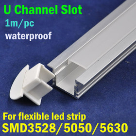 DHL/EMS Shipping 20pcs/lot 1 meter/pc U Aluminum Slot With Waterproof Cover for Soft LED Strip Light SMD3528, SMD5050