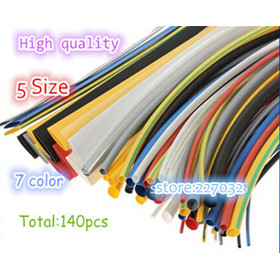 High quality 140pcs 7color Assortment 2:1 Heat Shrink Tube Tubing Sleeving Wrap Wire Cable Kit