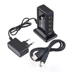 Free Shipping! New USB 7 Port HUB Powered + AC Adapter Adaptor Cable Kable High-Speed EU Plug