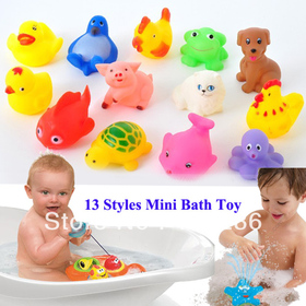 New Arrival Mixed styles Bath toy Rubber animal bath sets Bath Toys for children water games 13pcs/Set Hotsale Free shipping