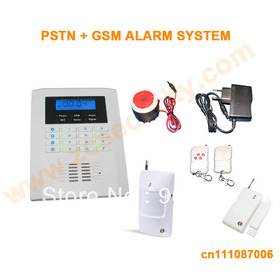 Free shipping 101 zone 99 wireless zone and 2 wired Quad-Band LCD home security PSTN GSM alarm system 850/900/1800/1900MHZ