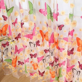 Moodeosa 1 PCS Butterfly Print Sheer Window Panel Curtains Room Divider New Freeshipping