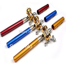 Portable Pocket Telescopic Mini Fishing Pole Aluminum Alloy Pen Shape Fishing Rod With Reel Wheel Fish Kits