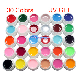 Free Shipping 30 Pcs Pure Solid Color UV Builder Gel Set False Full French Tips Nail Art Salon,HB-UVGel04-Pure30C