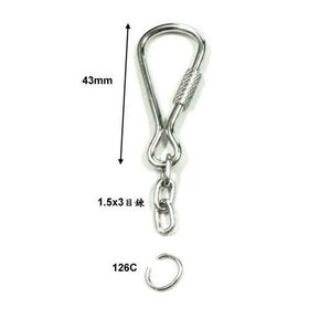 Free Shipping! 43mm screw key ring with 3 link chains,100pcs/lot,Wholesale metal keychains,Key Chain and Key Ring Accessory