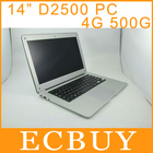 14 inch Ultrabook Notebook Laptop Gaming Computer PC Intel D2500 1.86Ghz 4GB 500GB ROM DHL Free Shipping